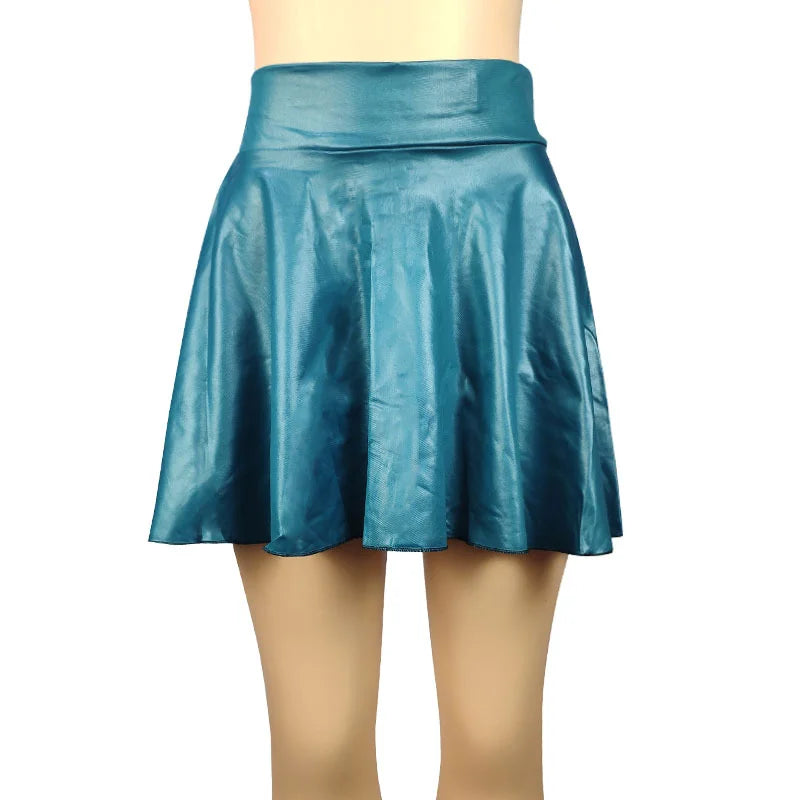High Waist Faux Leather Textured Half Skirt For Women Versatile And Basic A-Line Skirt Umbrella Skirt Sexy And Slim Mini Skirt