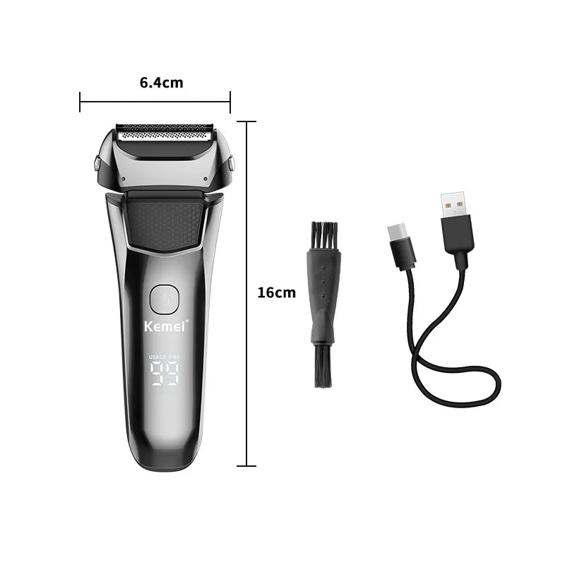 Original Kemei Wet Dry Waterproof LCD Display Electric Shaver Beard Electric Razor For Men Facial Shaving Machine Rechargeable