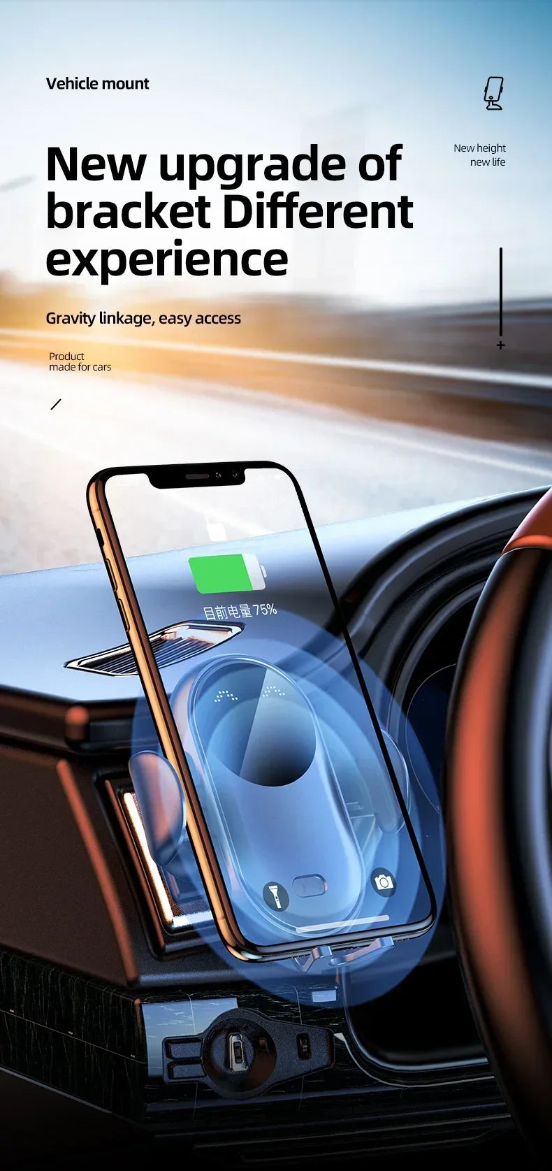Infrared Induction Car Wireless Charger Stand Car Air Vent Clamp for iPhone 16~12 Pro Max Samsung Galaxy S25/S24 Fast Charging