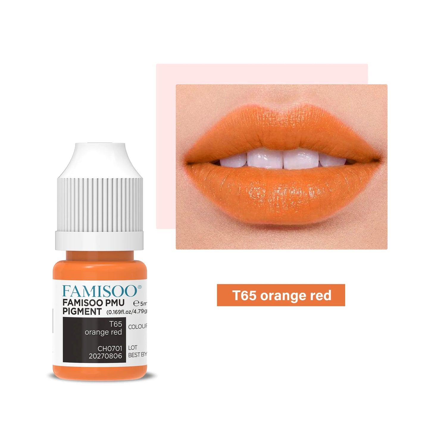 15ML FAMISOO Henna Lip Tattoo Ink Professional Permanent Makeup Pigment Rose Pink Lips Pigments Micropigmentation Tattoo Supplie