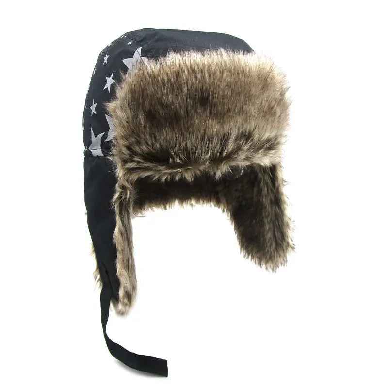 Winter Children Fur Keep Warm Hats Cartoon Dinosaur Pattern Ushanka Caps for 1-10 Years Boys Girls Windproof Soft Skiing Hat