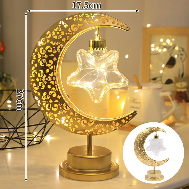 Muslim Lantern Ramadan Decorations 2026 EID Mubarak LED Festival Night Light Party Supplies Islamic Muslim Desktop Ornament