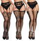 3 Pcs Pantyhose Fishnet Sexy Thigh-High Stockings Suspender Stockings for Women Garter Belt Stockings Hollow Out Pattern Tights