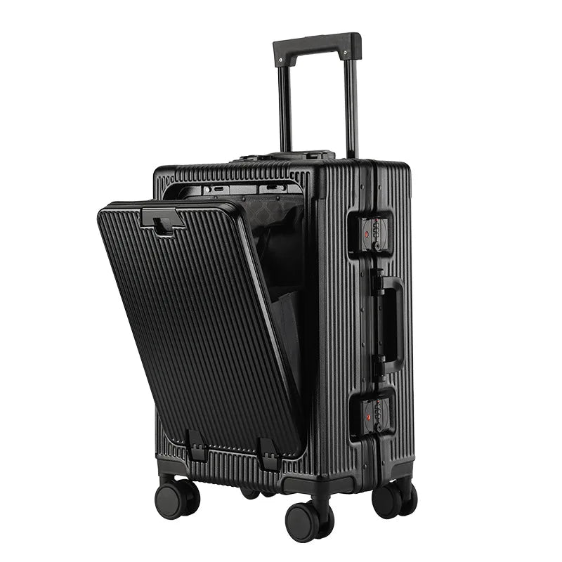 KO-KU New Front Opening Travel Suitcases 20/24/26/28 inch carrier Aluminum Frame Large Capacity Luggage USB Charging TSA Lock