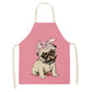 Cute Dog Pug Pattern Cotton Linen Sleeveless Chef Apron Kitchen Aprons Women Home Cooking Baking Waist Bib Pinafore 55x68cm