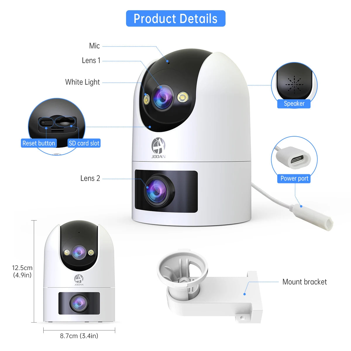 JOOAN 4K 6MP HD  PTZ Camera Outdoor Dual Lens Dual Screen AI Tracking 5G WIFI IP Camera Security CCTV Video Surveillance Cameras
