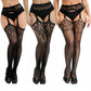3 Pcs Pantyhose Fishnet Sexy Thigh-High Stockings Suspender Stockings for Women Garter Belt Stockings Hollow Out Pattern Tights