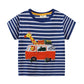 Jumping Meters 2-7T New Arrival Striped Cars Baby Girls Tees Cotton Summer Toddler Clothes Kids Tops Children's Tshirts