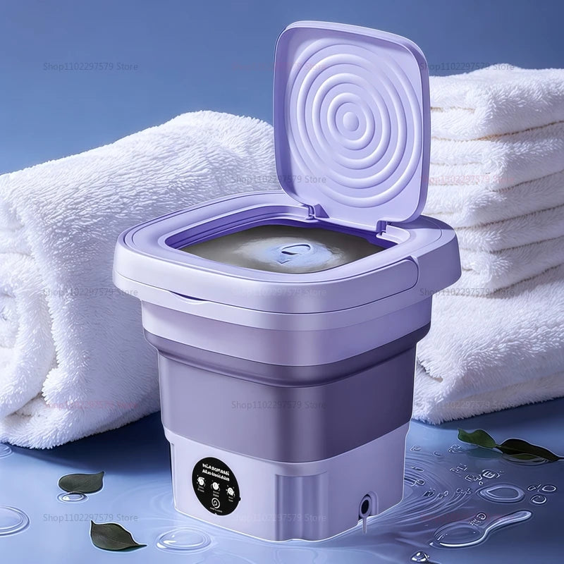 8L Portable Folding Washing Machine Compact Travel Clothes Socks Underwear Cleaner Washer for Home Camping Camping Trips