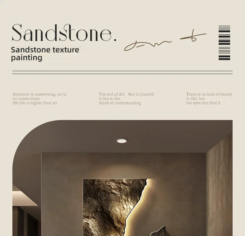 Light Luxury Entrance Decoration Mural Light Abstract Sandstone Texture Hanging Painting Atmospheric 2025 New High-End Corridor