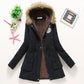 Korean Style Thickened Long Cotton Jacket Women's Winter Coat with Fleece Lining And Fur Collar Slim Fit plus Size Top