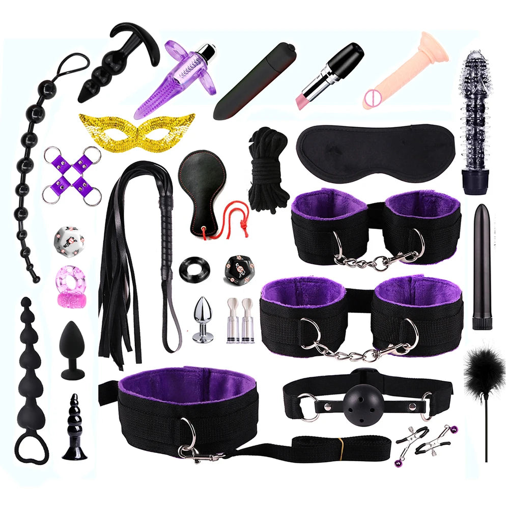 Vibrators sexy toys for women couples adult 18 Handcuffs erotic accessories bondage gear Mask anal plug penis ring dildo sex kit