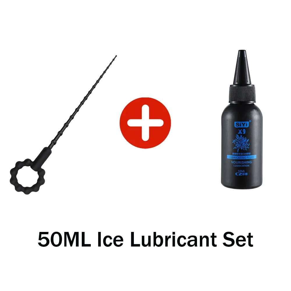 Silicone Vibrating Urethral Sound for Intense Stimulation, Electric Prostate Massager Toy, Soft & Flexible Beaded Design