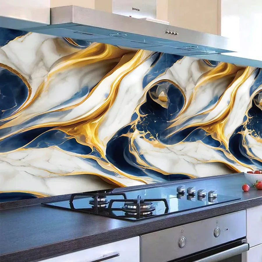 Imitation Marble Self-adhesive Wallpapers for Kitchen Decoration PVC Peel and Stick Wall Stickers Faux Tiles Wall Papers Home