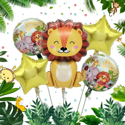 Jungle Safari Theme Foil Balloons Animal Shapes for Birthday Party Decorations Thanksgiving Holiday Events Kids Photo Backdrop