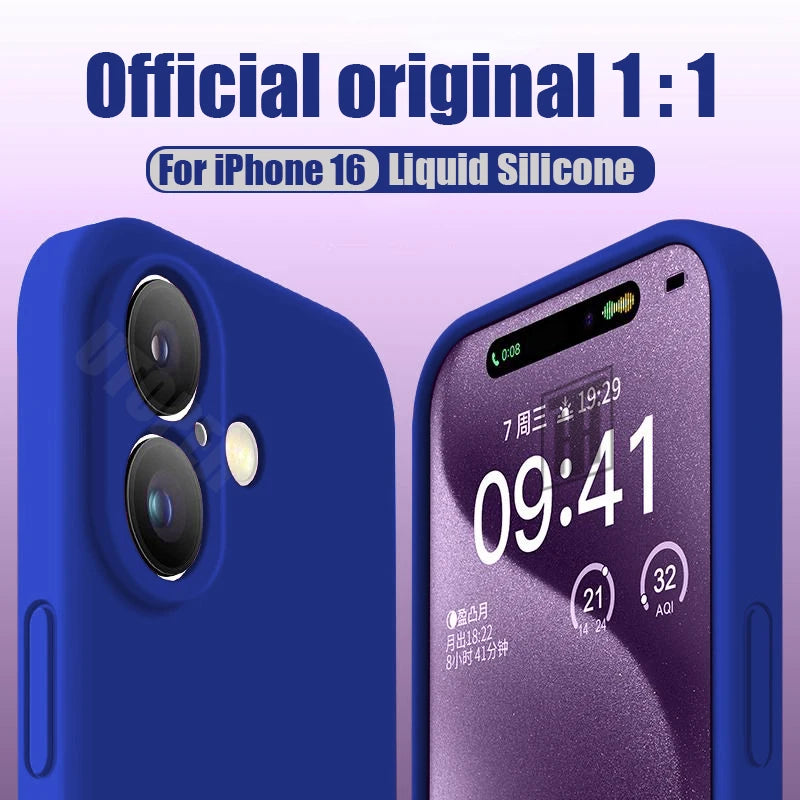 New 17 Series Official Silicone Soft Case for iPhone 17 Air 16 15 14 13 12 11 Pro Max Plus Solid Color Protect Shockproof Cover