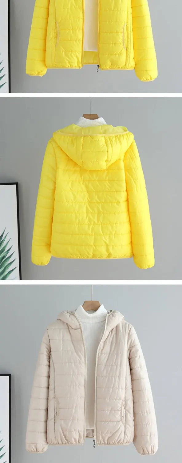 Lightweight Cotton-Padded Jacket For Women 2025 New Winter Cotton Coat Thin Loose Short Women Hooded Parkas Coat Women Outwear