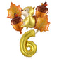 6Pcs Autumn Forest Animals Kids Birthday Party Decoration Squirrel Pine Cone Foil Balloon With 0-9 Number Ball Thanksgiving Gift