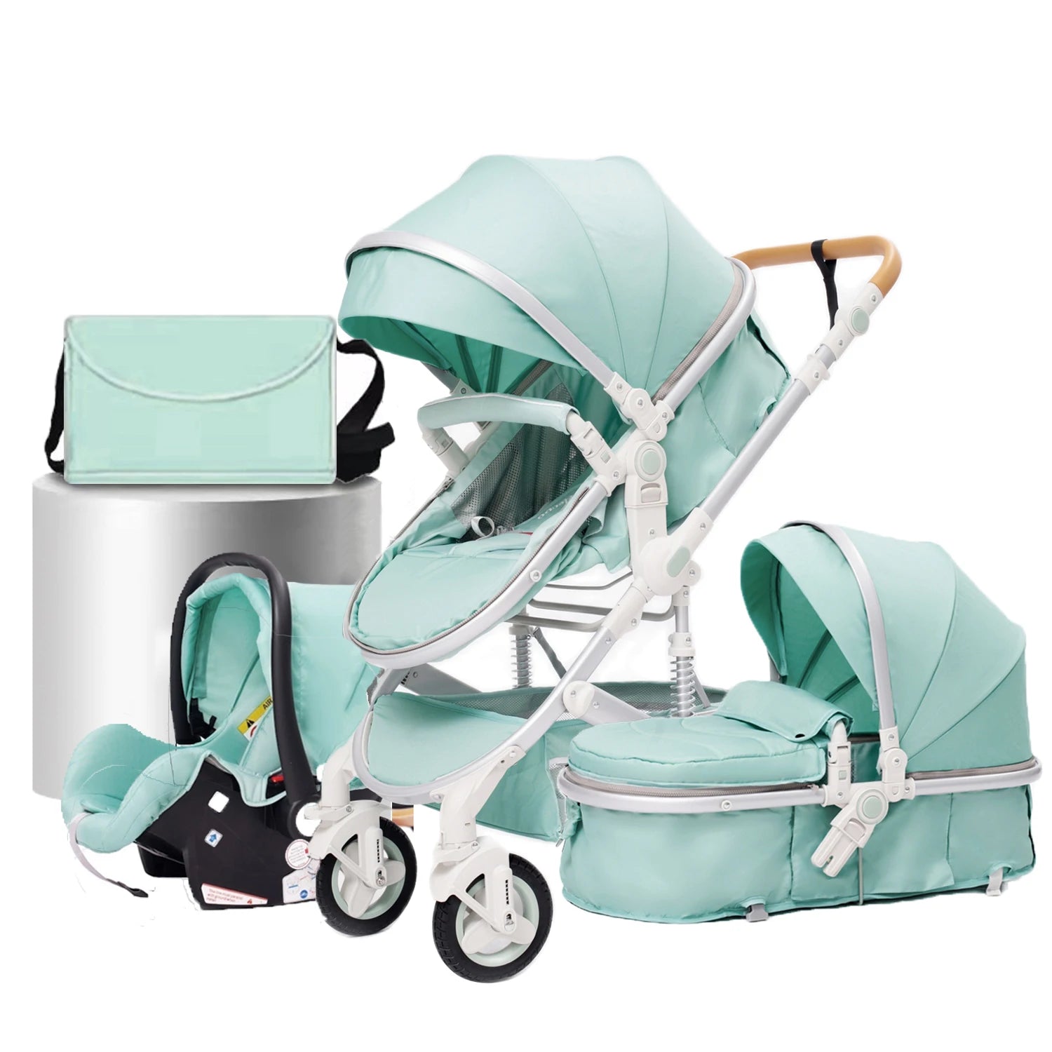 Luxurious 3 in 1  Portable Travel Baby Stroller High Landscape Aluminum Frame Foldable Pram Newborn Infant Four-Wheel Carriage