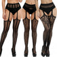 3 Pcs Pantyhose Fishnet Sexy Thigh-High Stockings Suspender Stockings for Women Garter Belt Stockings Hollow Out Pattern Tights