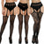 3 Pcs Pantyhose Fishnet Sexy Thigh-High Stockings Suspender Stockings for Women Garter Belt Stockings Hollow Out Pattern Tights