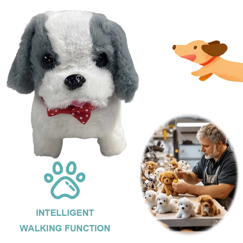 2026 New Cute Plush Robot Puppy Interactive Walking Simulated Puppy Barking Tail Wagging Puppy Plush Toy Chilren without Battery
