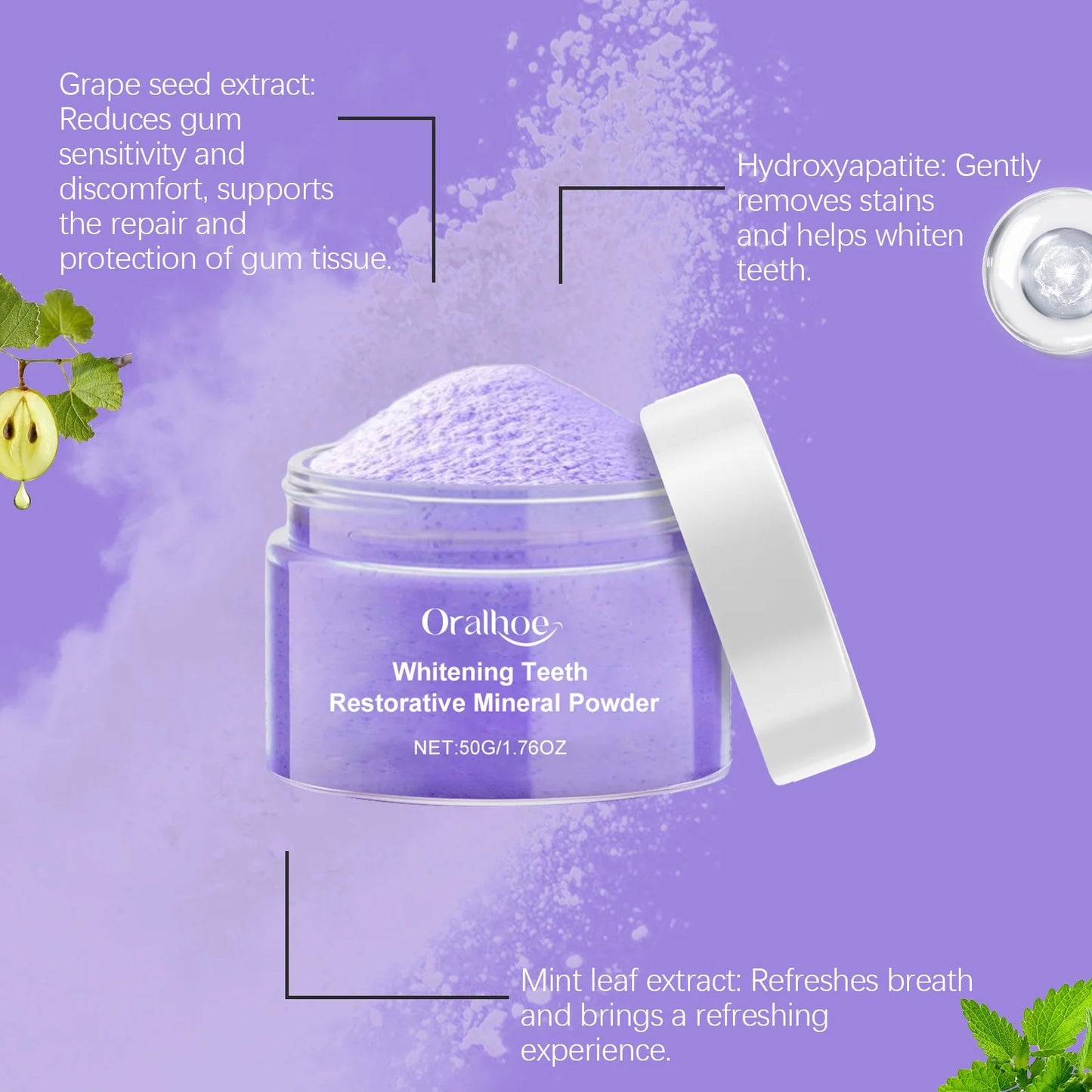 7 Day Teeth Bleaching Toothpaste Fresh Bad Breath Remove Yellow Stain Oral Hygiene Cleaning Dental Care Tool Purple Tooth Powder