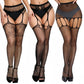 3 Pcs Pantyhose Fishnet Sexy Thigh-High Stockings Suspender Stockings for Women Garter Belt Stockings Hollow Out Pattern Tights