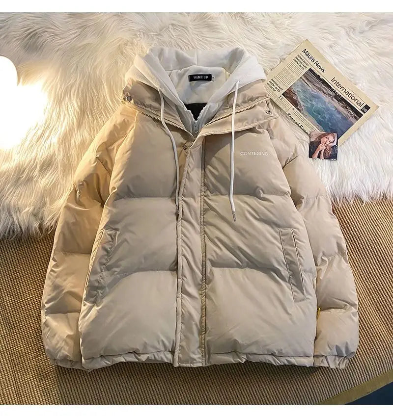 2026 Korean Winter Leisure Cotton Clothes Women Parker coat Y2K Multi-functional Fake Two Pocket Zipper Down Jacket Thick Coat