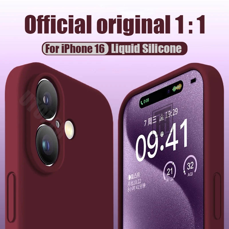 New 17 Series Official Silicone Soft Case for iPhone 17 Air 16 15 14 13 12 11 Pro Max Plus Solid Color Protect Shockproof Cover
