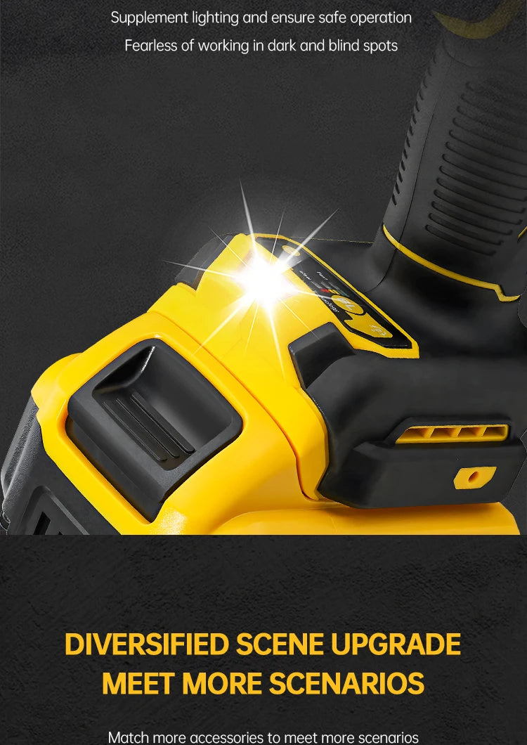 Brushless Impact Wrench 812N.m High Torque Cordless Electric Power Tool for Auto Repair/Construction For DeWalt 20V Battery Pin