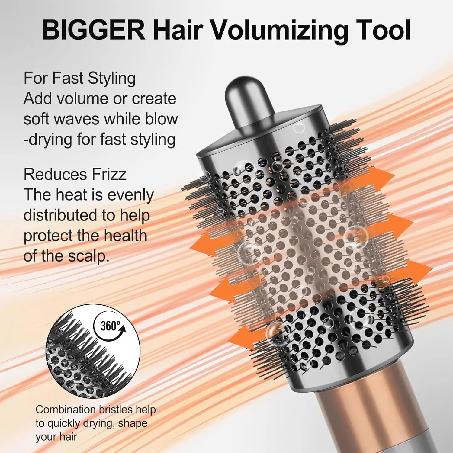 New upgraded large oval brush accessories, large gray cylindrical brush, compatible with Airwrap HS01/HS05.