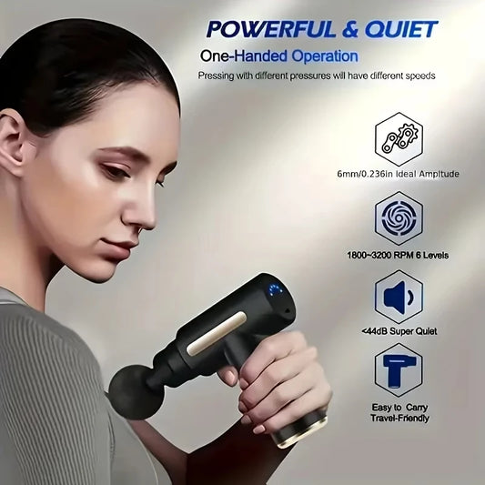 Portable Button Fascia Gun Deep Tissue Massage Mini Lightweight and Adjustable Speed Massage Equipment Suitable for the Body