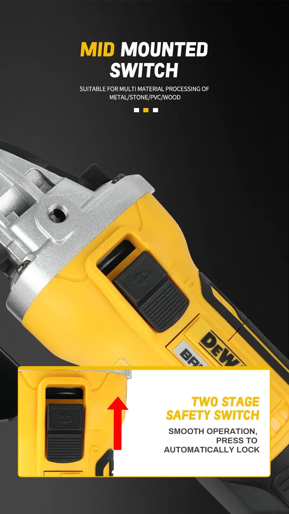 Dewalt DCG405NT 125MM amoladora angular sin escobillas inalámbrica 9000RPM máquina cortadora pulidora para baterías de litio