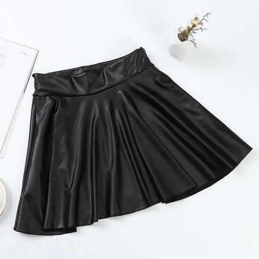 High Waist Faux Leather Textured Half Skirt For Women Versatile And Basic A-Line Skirt Umbrella Skirt Sexy And Slim Mini Skirt