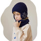 2Pcs Knitted Children Winter Hat Scarf Fleece Lining Ears Protection Kids Beanie Hats Neck Warmer Warm Child Boy Cap 4-10Y