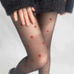 Thin Red Stockings Woman Heart-shaped Dots Sexy Pantyhose Breathable Comfortable Long Black Stockings for Women