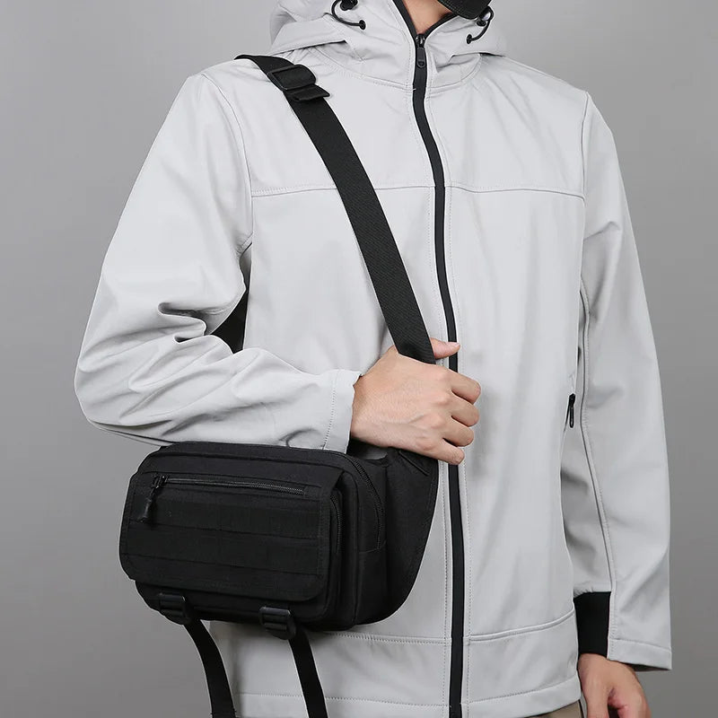 Men's Tactical Fanny Pack Nylon Waist Bag Large Capacity Waterproof Hiking Sports Crossbody Shoulder Bag for Cycling Travel