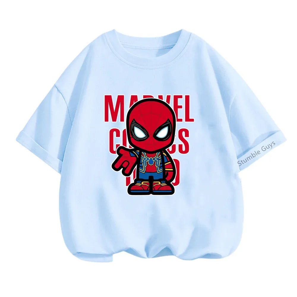 Superhero Iron Man Tshirt Kids 3 -14 Years Old Boys Clothes Top Tees The Avengers Baby Clothes Girls  T-shirts Teen Clothes