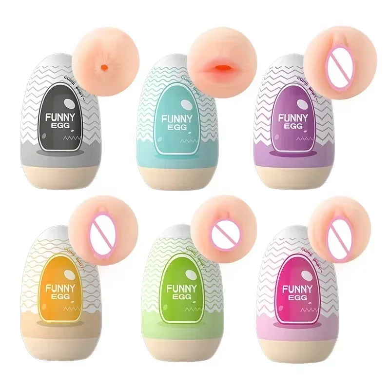 New Egg-Shaped Portable Male Masturbator Made of Soft Rubber with Realistic Vagina Texture Design Penis Massage Adult Sex Toy
