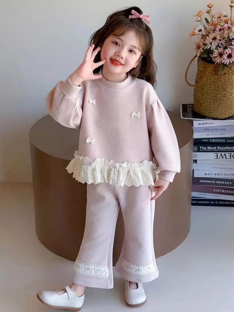 Girls Fashionable Sweet Spring Autumn New Style Casual Long Sleeve Two-Piece Set Children's Clothing Baby Girl Outfit