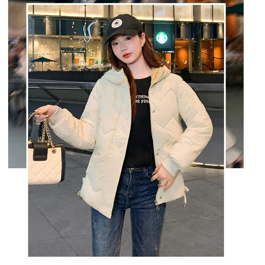 2023 Winter New Parkas Women Short Overcoat Thick Hooded bread Cotton Padded Jackets Coats Female Outwear loose cotton jacket