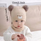 Baby Knitted Hat Set with Embroidered Face and Pom-Poms Hand-Washable Baby Hat and Scarf Set Perfect for Fall and Winter