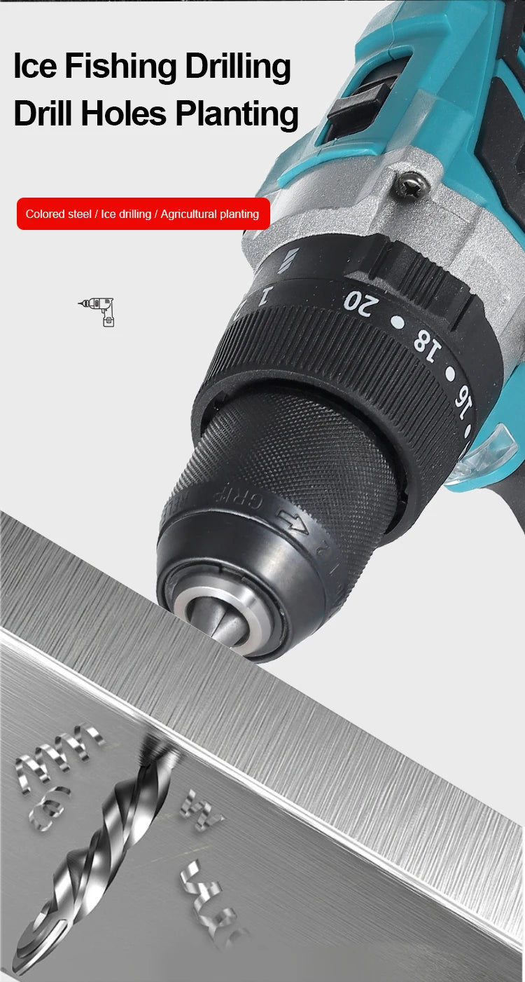 Heimerdinger Brushless Cordless Drill, 1300 In-lb(150N.m) Torque Electric Drill, 1/2" Driver-Drill,2 Variable Speed Drill