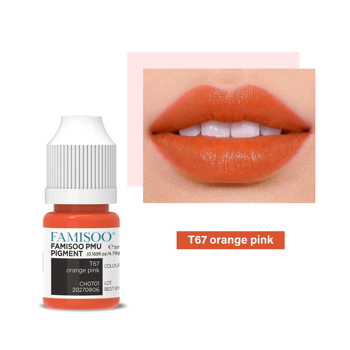 15ML FAMISOO Henna Lip Tattoo Ink Professional Permanent Makeup Pigment Rose Pink Lips Pigments Micropigmentation Tattoo Supplie