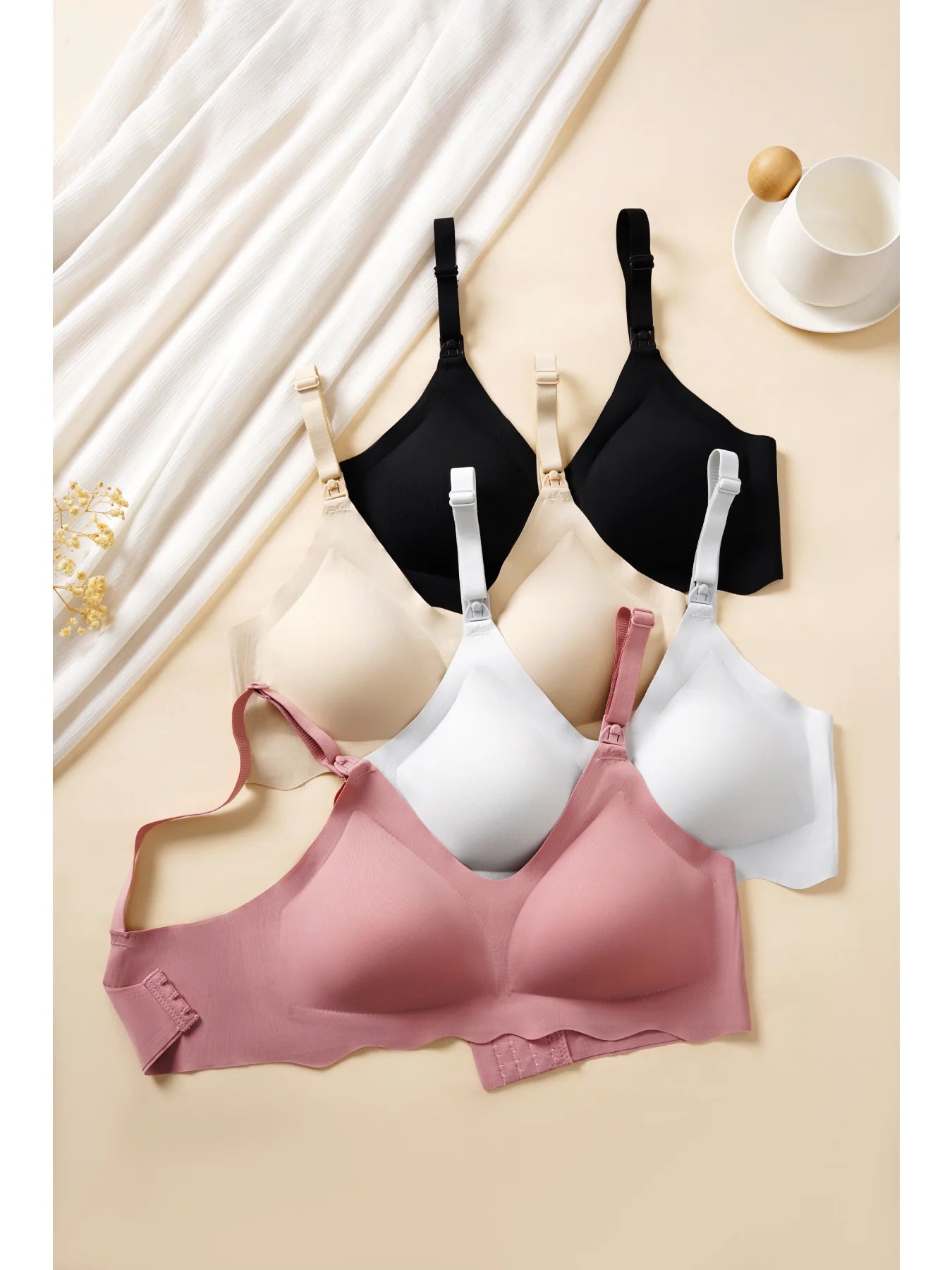 2pcs Pregnant Women'S New Comfortable And Breathable Ultra-Thin Nursing Bra, Detachable And Skin Friendly Nursing Text