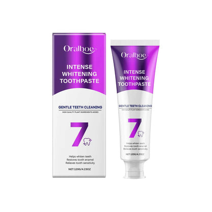 7 Day Teeth Bleaching Toothpaste Fresh Bad Breath Remove Yellow Stain Oral Hygiene Cleaning Dental Care Tool Purple Tooth Powder