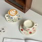 1Set Asymmetrical Fruit Ceramic Coffee Cup and Saucer, High-Looking Creative Hand-Painted Coffee Cup and Saucer, Suitable for Home Drinking Water, Coffee Shop Latte Art Cup, Party Coffee Cake Cup and Saucer, Gift Giving