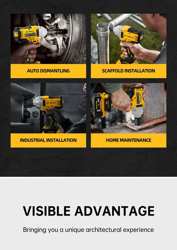 Brushless Impact Wrench 812N.m High Torque Cordless Electric Power Tool for Auto Repair/Construction For DeWalt 20V Battery Pin