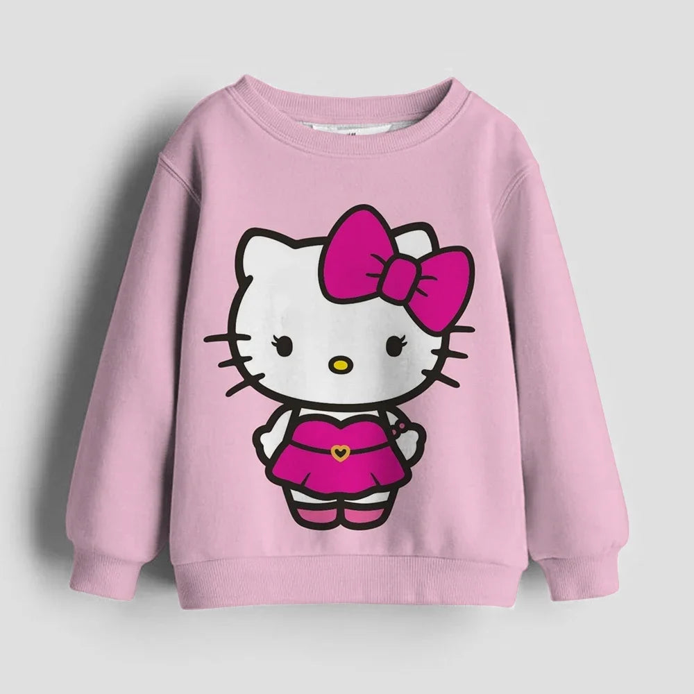 Christmas Kids Sportswear Baby Girls Hello Kitty Clothes Long Sleeve Cartoon Sweatshirt Tops Kuromi Girls Dance Team Hoodie